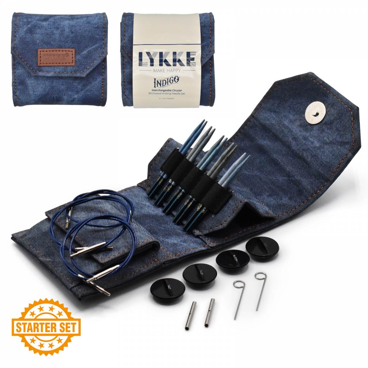 LYKKE Indigo 3.5 Inch Interchangeable Circular Starter Set - Azure Denim Case