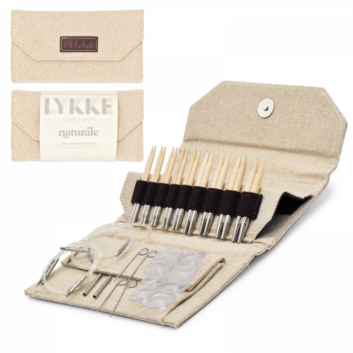 LYKKE Naturale 3.5 Inch Interchangeable Circular Knitting Needle Set - Beige Jute Canvas