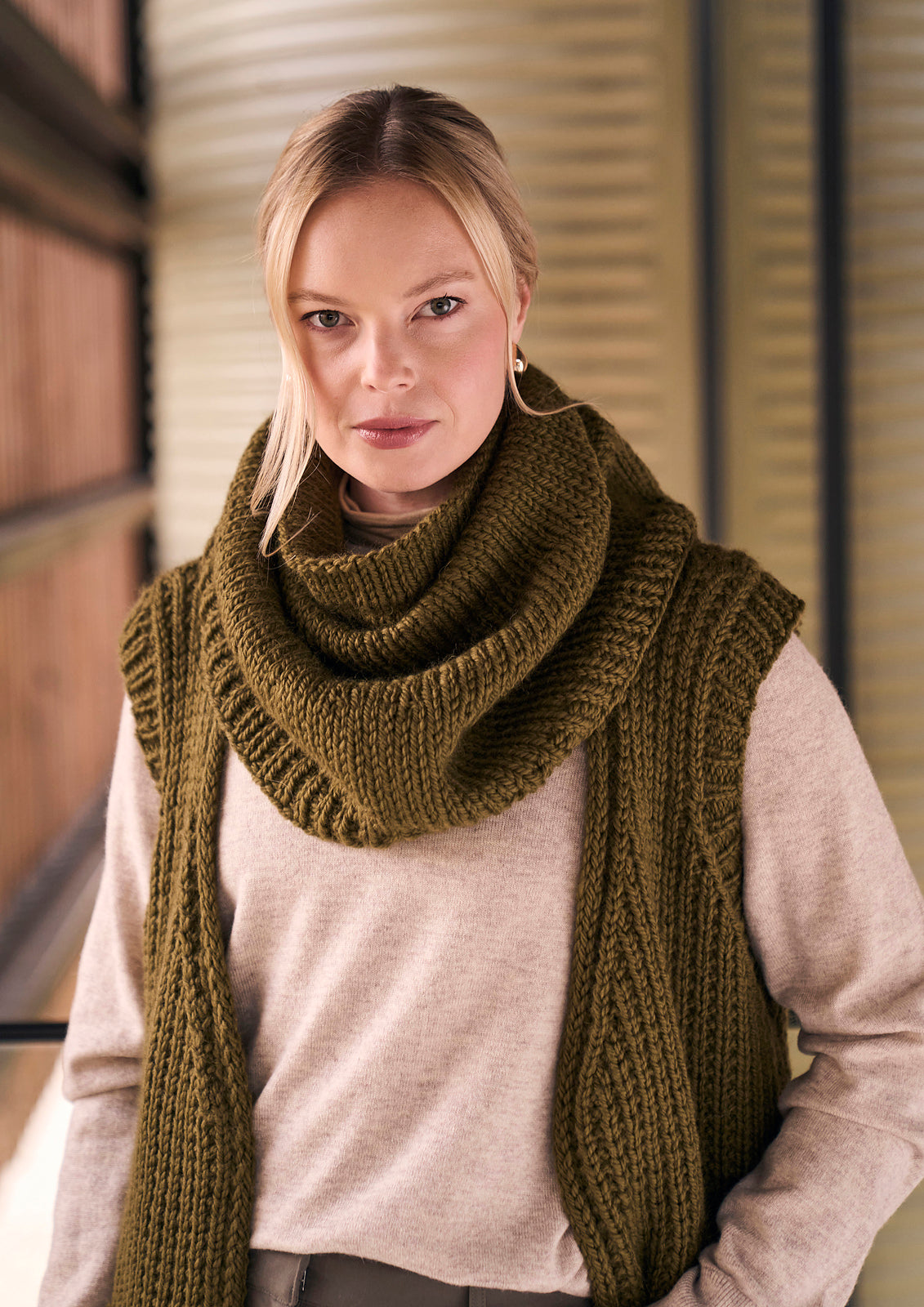 A Rowan Mode Chunky Wool Pattern - Southwold + Salle Longcoat and Snood (PDF)