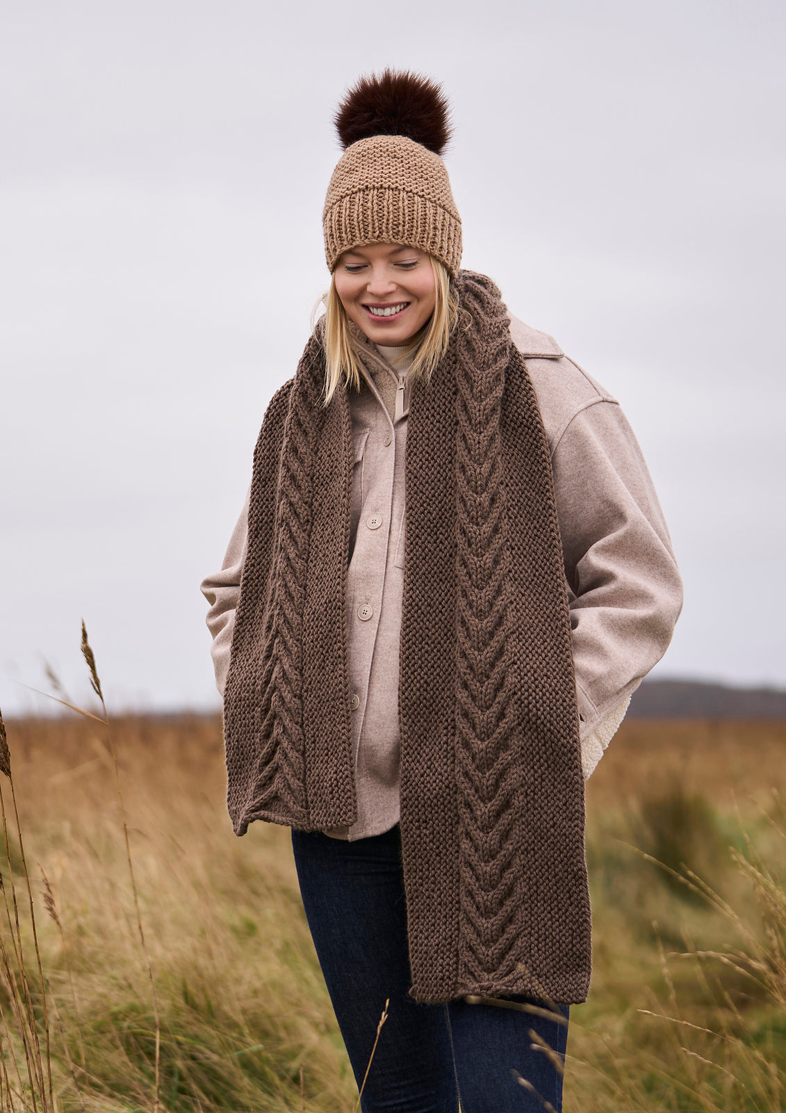 A Rowan Mode Chunky Wool Pattern - Highoak + Isle Hat and Scarf (PDF)