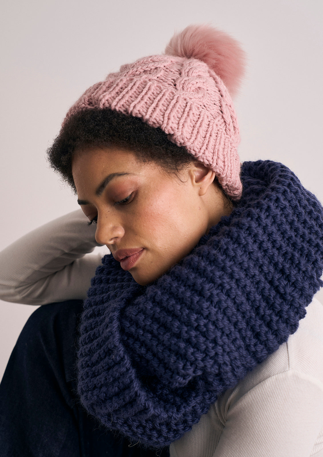 A Rowan Mode Chunky Wool Pattern - Lowestoft + Thorpeness Hat and Snood (PDF)