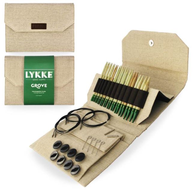 LYKKE 5 Inch Grove Interchangeable Circular Knitting Needle Set - Beige Jute Canvas