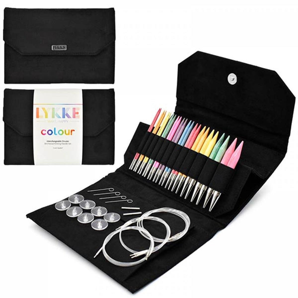 LYKKE Colour 5" Interchangeable Needle Set in Black Vegan Suede Snap Case
