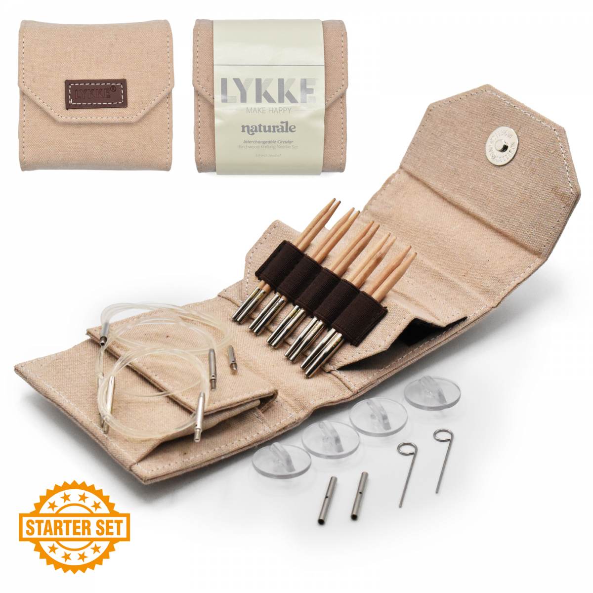 LYKKE Naturale 3.5" Interchangeable Circular Starter Set - Beige Jute Case