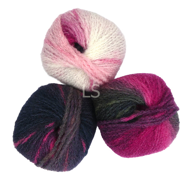 Lang Cashmere Light Color - Pink/Grey/White (Color #0004) knitting and crochet yarn on sale at Live Stitch