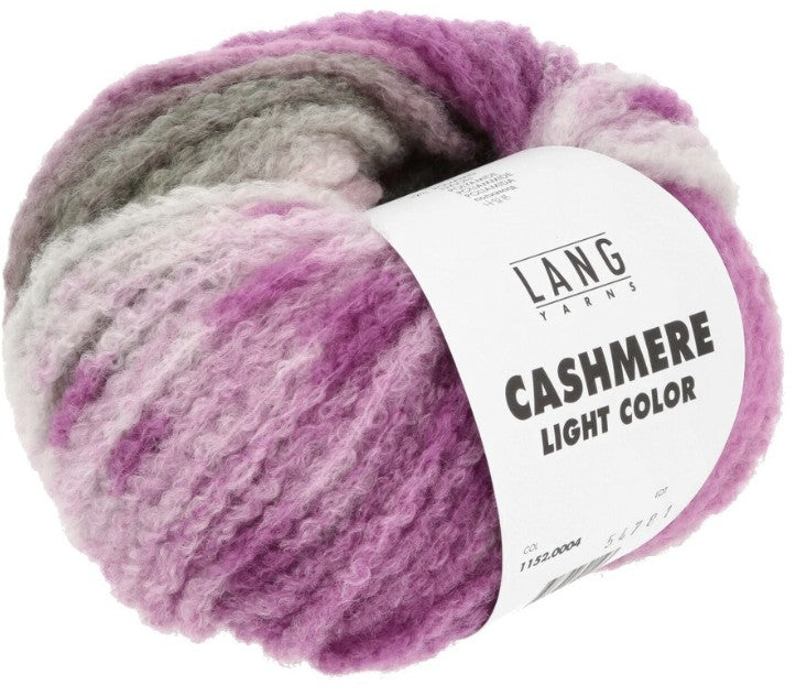 Lang Cashmere Light Color - Pink/Grey/White (Color #0004) knitting and crochet yarn on sale at Live Stitch